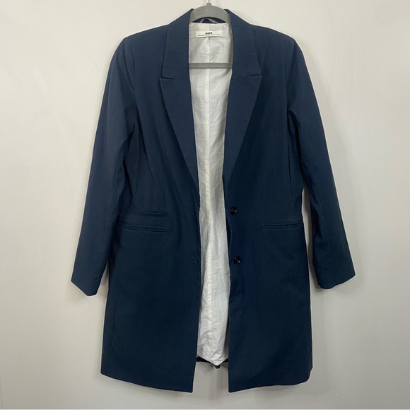 Hope by Ringstrand Söderberg Longline Cotton Blazer Trench Fine Coat Navy Medium - Picture 10 of 13